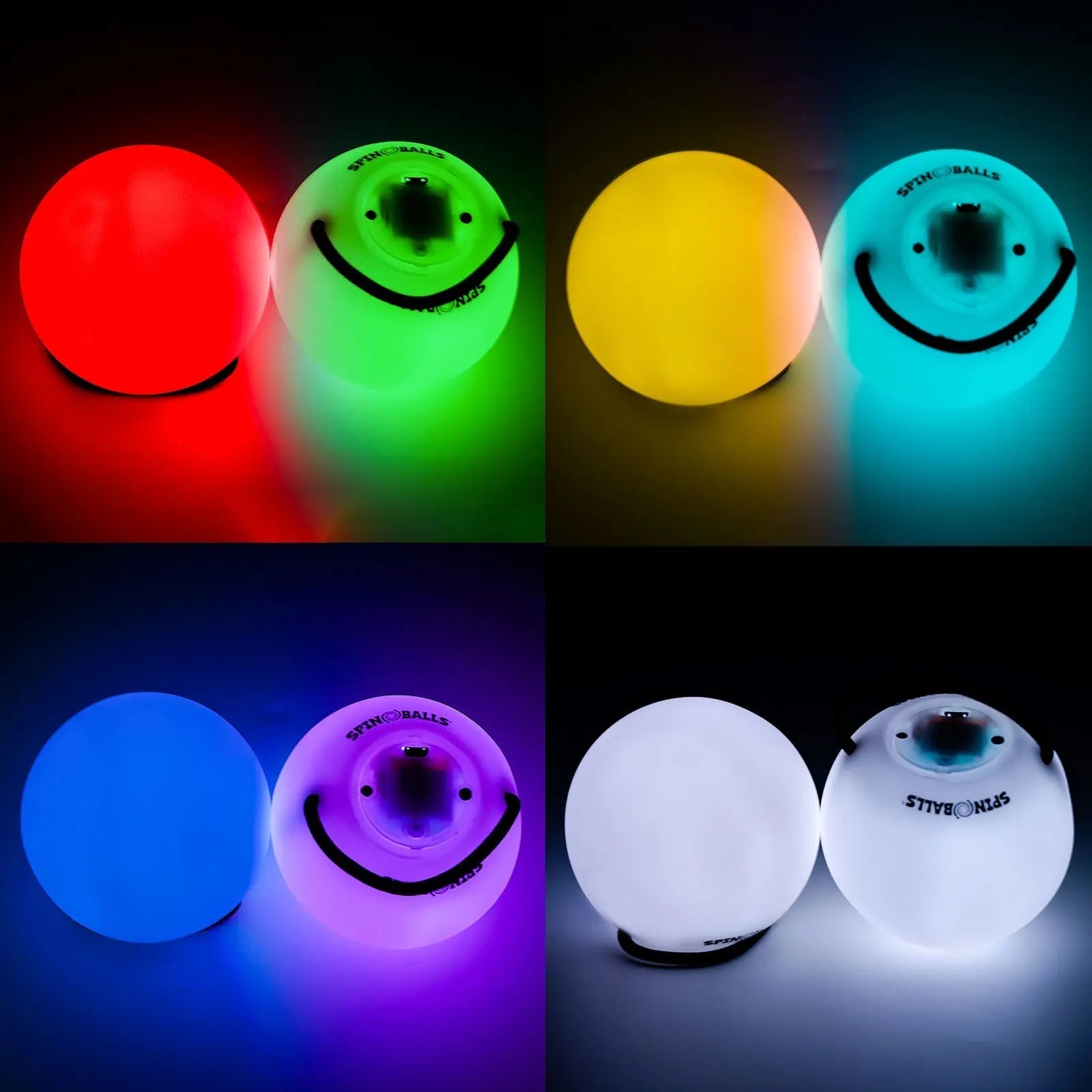 Spinballs Glow. 0 LED Rechargeable Poi Set - Friendly Celebration Poi Assortment