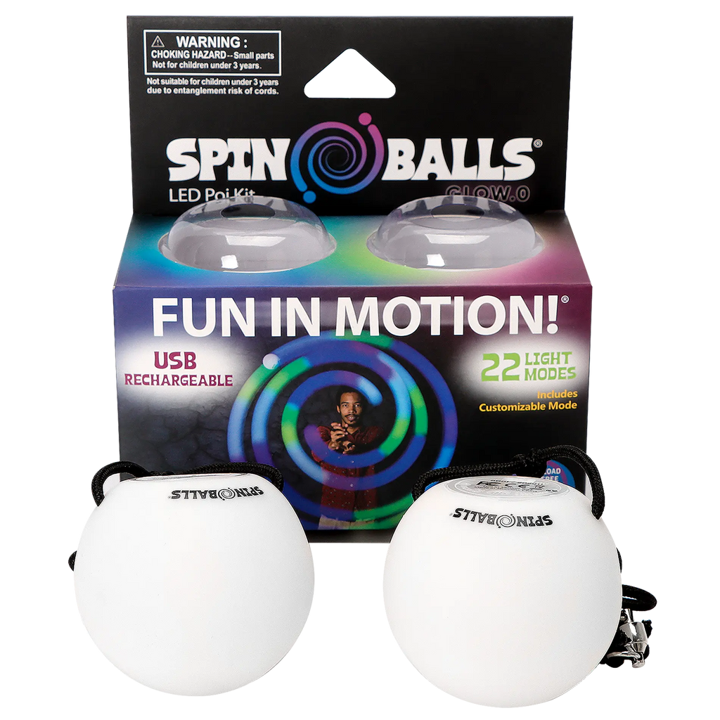 Spinballs Glow. 0 LED Rechargeable Poi Set - Friendly Celebration Poi Assortment