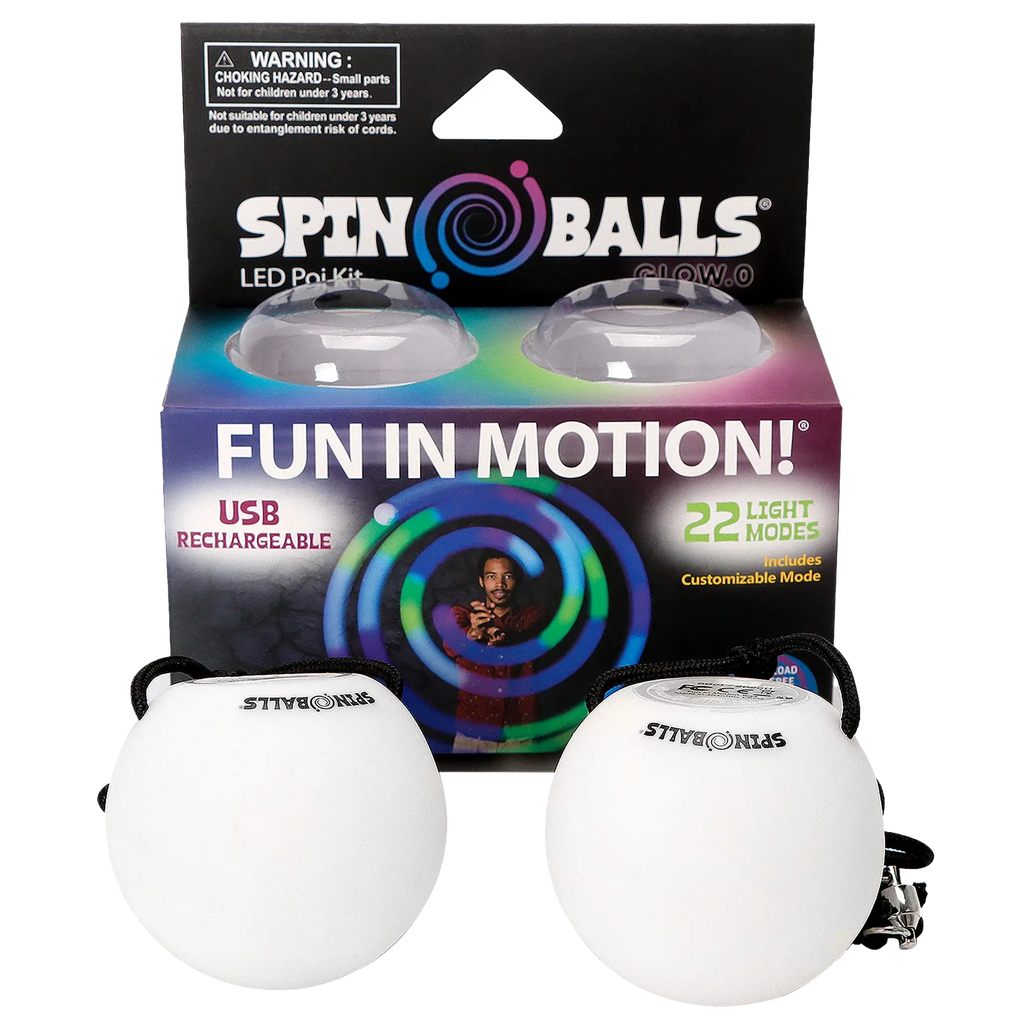 Spinballs Glow. 0 LED Rechargeable Poi Set - Inviting Artisan Poi Assortment