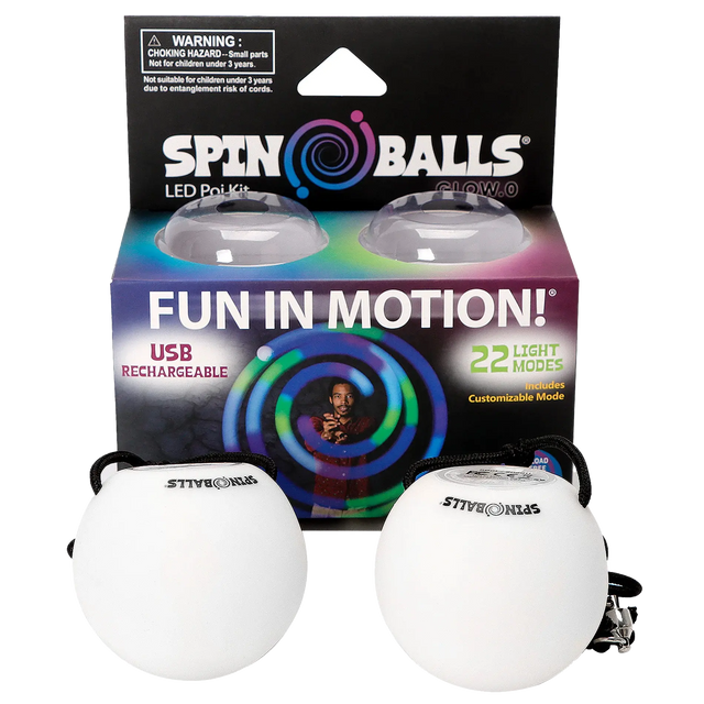 Spinballs Glow. 0 LED Rechargeable Poi Set - Inviting Artisan Poi Assortment