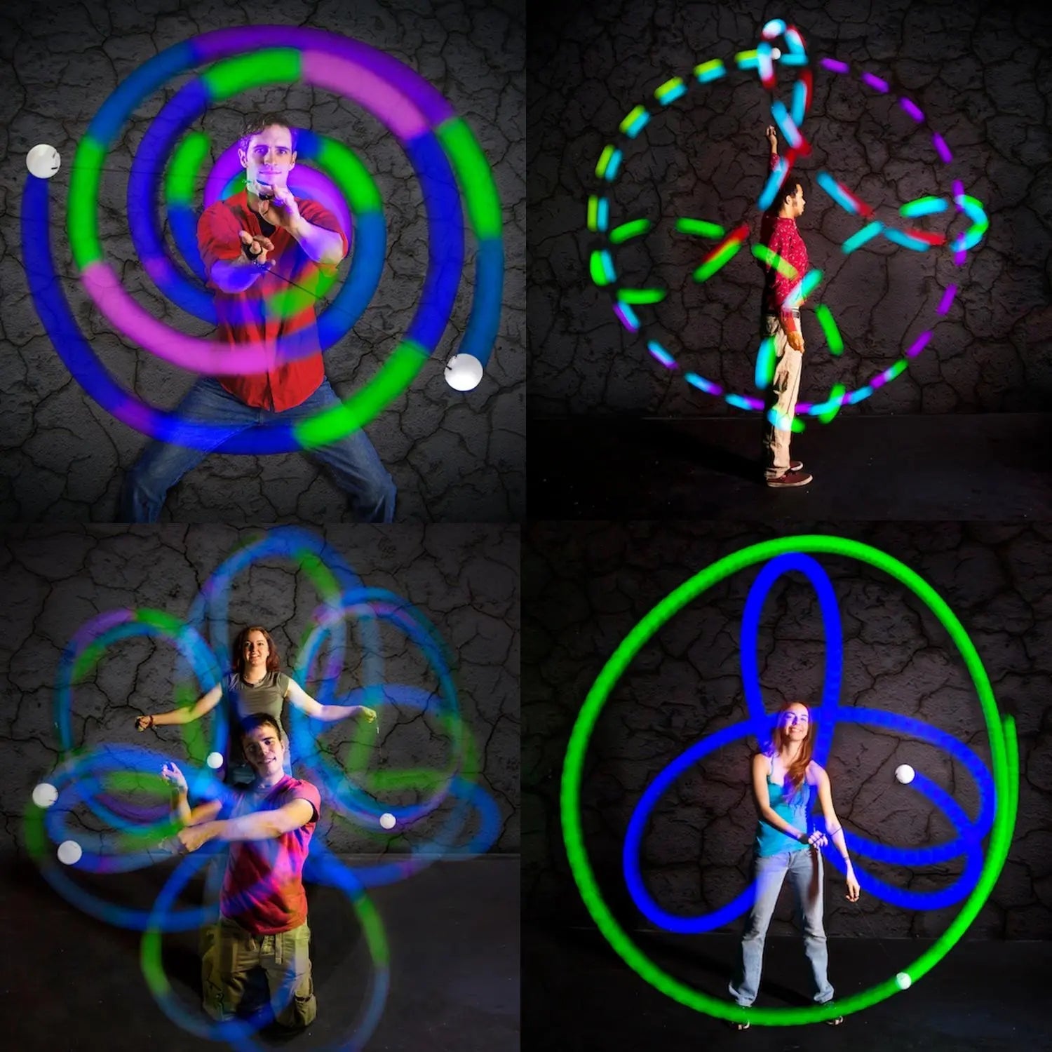 Spinballs Glow. 0 LED Rechargeable Poi Set - Inviting Artisan Poi Assortment