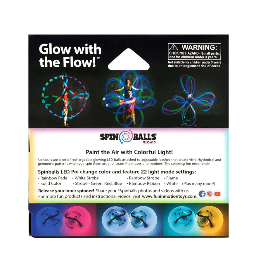 Spinballs Glow. 0 LED Rechargeable Poi Set - Inviting Artisan Poi Assortment