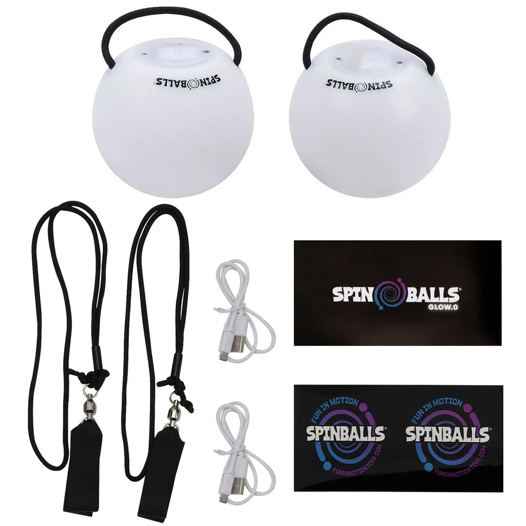 Spinballs Glow. 0 LED Rechargeable Poi Set - Inviting Artisan Poi Assortment