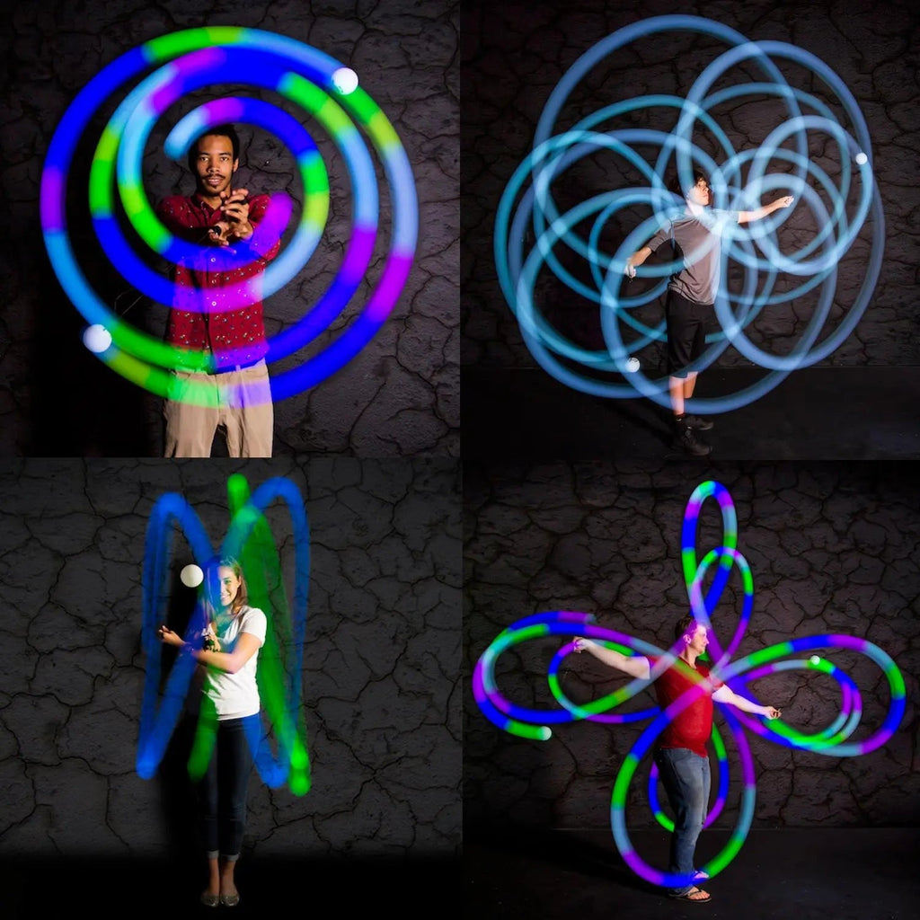Spinballs Glow. 0 LED Rechargeable Poi Set - Inviting Artisan Poi Assortment