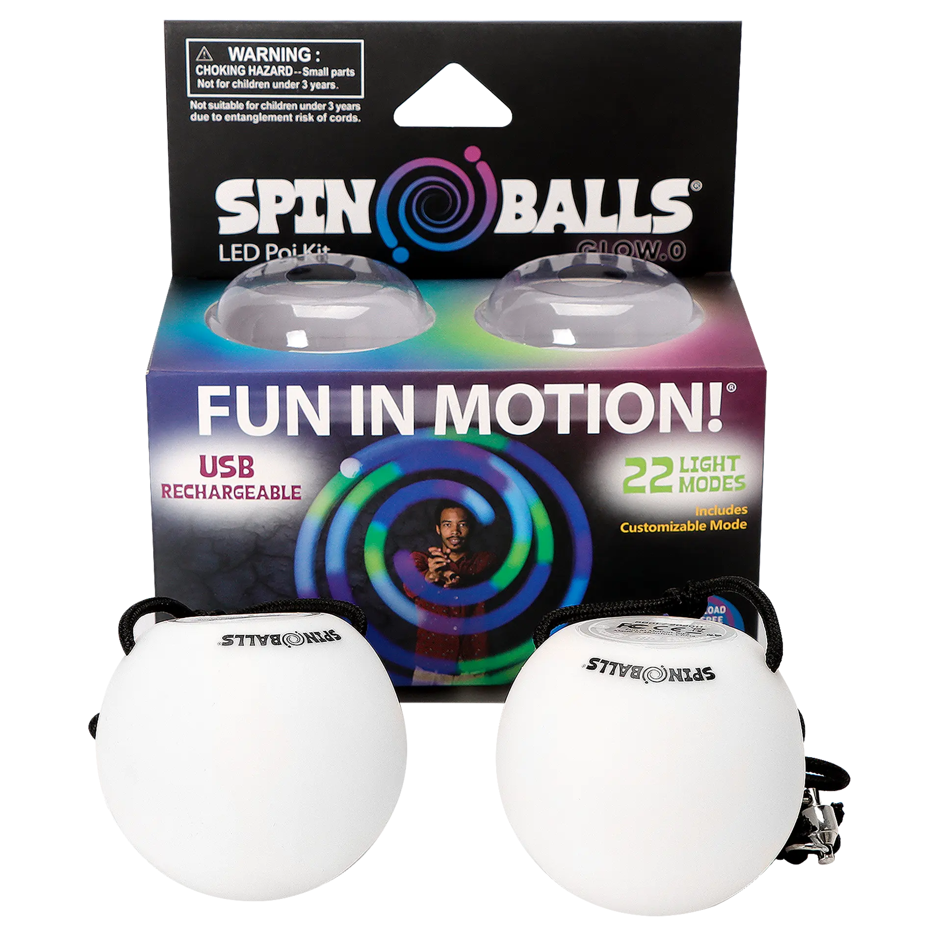 Spinballs Glow. 0 LED Rechargeable Poi Set - Inviting Artisan Poi Assortment